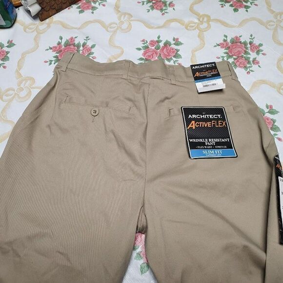 New Architect Active Flex Khaki Slim Fit Tapered Pants Men's 32/29 - Picture 3 of 3